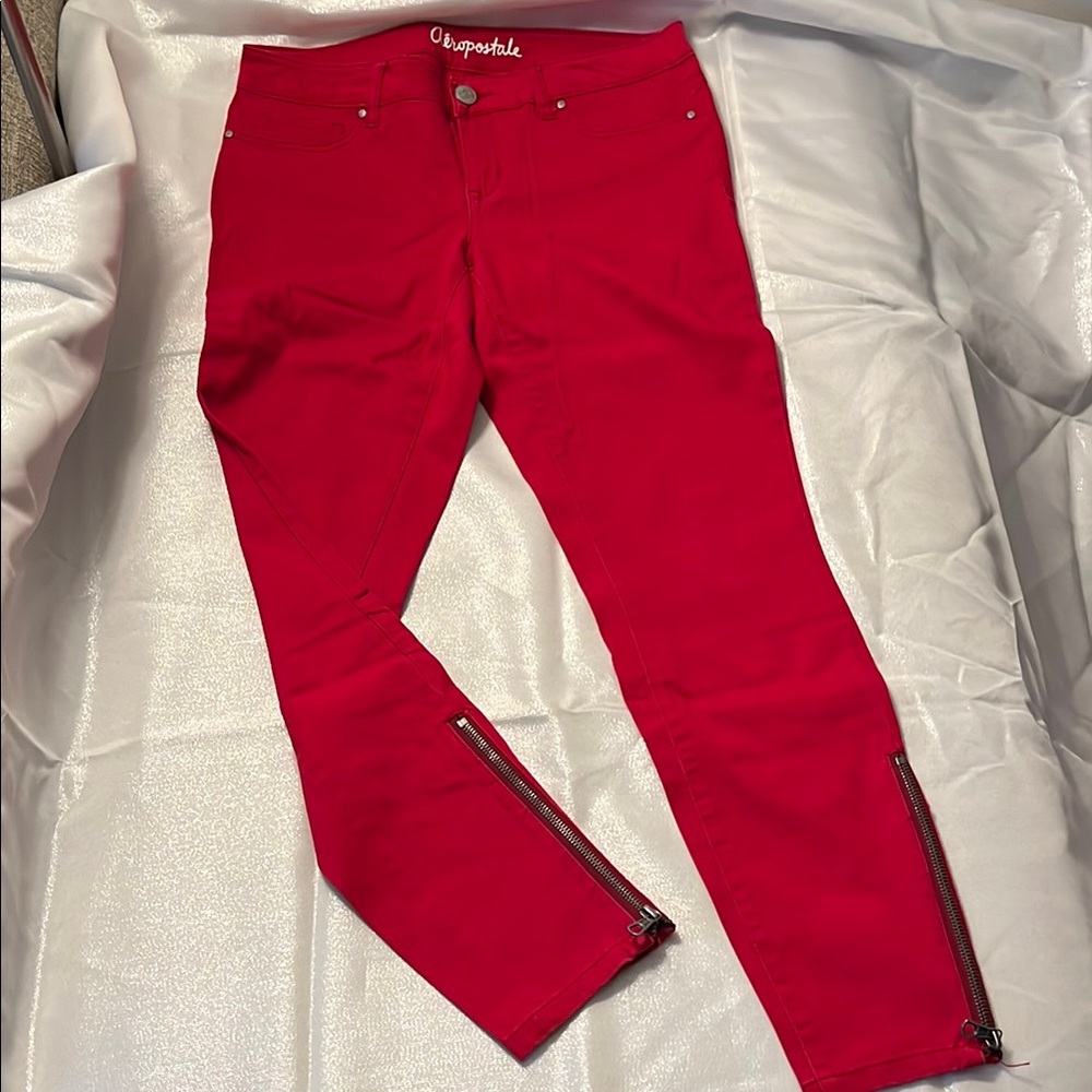 Aeropostale Women's Bold Red Skinny Jeans